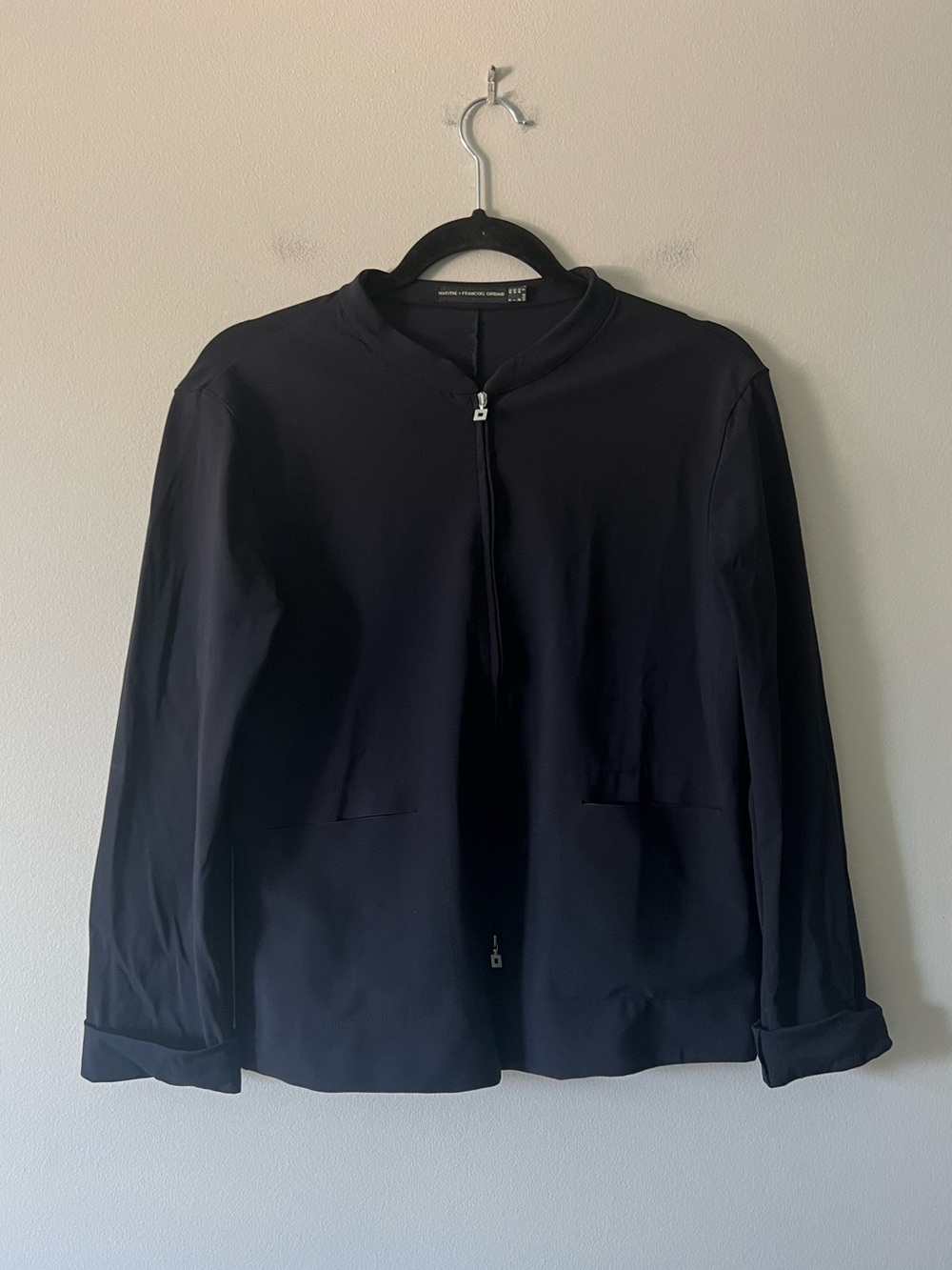 Marithé François Girbaud Dark Blue Zip Front Stretch Jacket Blazer USA 7